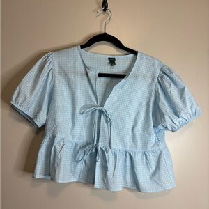 Wild Fable Light Blue Gingham Blouse